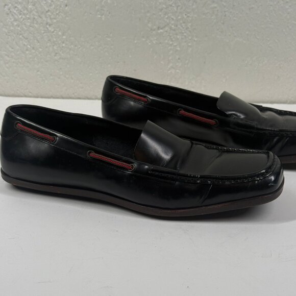 Vintage Gucci Loafers Web Detail Black Leather Slip-On Made in Italy Size 7 - Picture 2 of 15
